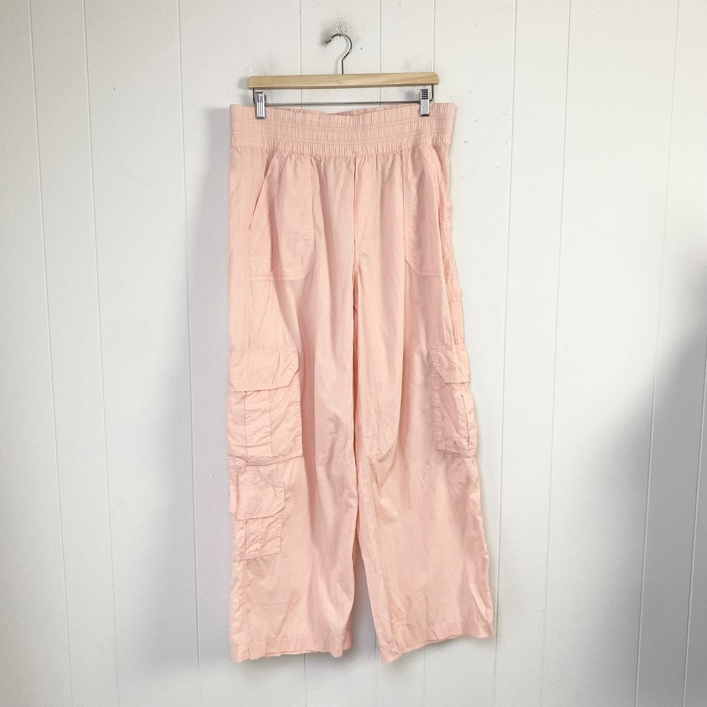 Aerie Easiest Cargo Pants Women Large Wide Leg Cotton Utility pink loose relaxed
